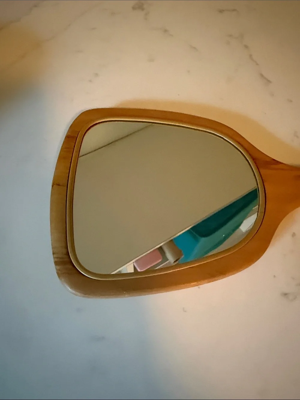 Vintage Body Image Wooden Hand Mirror